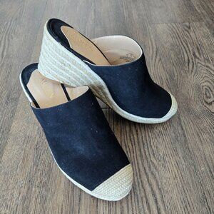 NEW Lauren Ralph Lauren Black Suede Pennie Espadrille Wedge Sandals Size 8 M